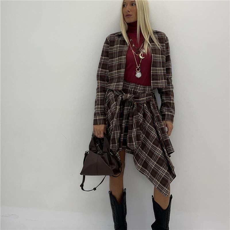 completo due pezzi gonna e camicia crop warm cotton